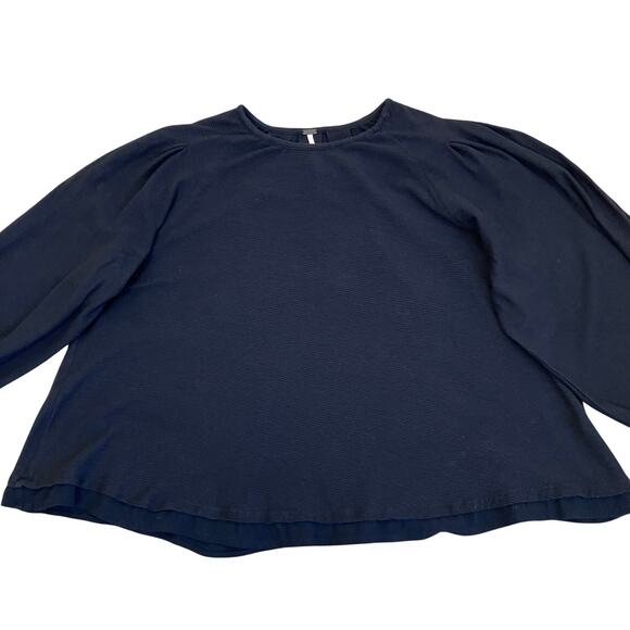 Free People Sz L Billie Ribbed Pleated Top with Blouson Sleeves - Picture 10 of 16